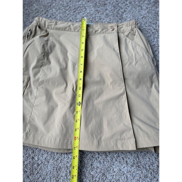 LLBean Women Tan Cargo Skort Skirt Shorts Size M Reg Elastic Waist Zip Pockets - Picture 6 of 8